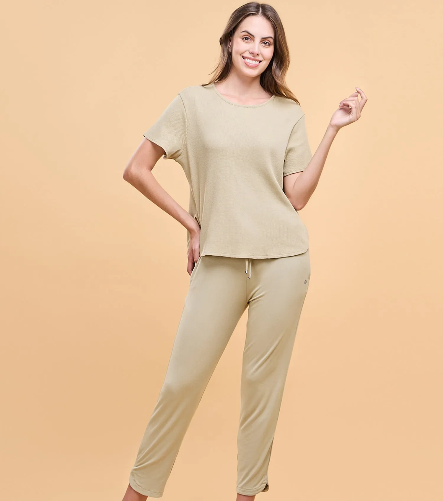 Enamor Essentials Womens E048-Mid Rise 7/8th Relaxed fit Lounge Pants