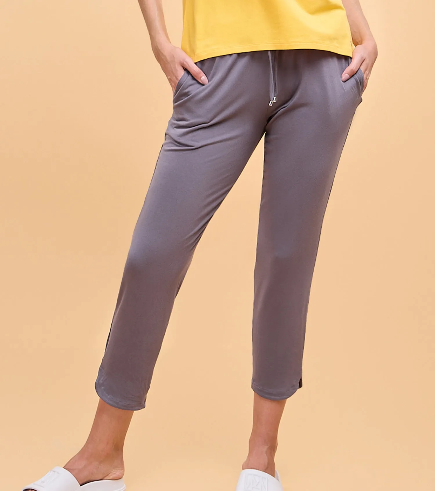 Enamor Essentials Womens E048-Mid Rise 7/8th Relaxed fit Lounge Pants