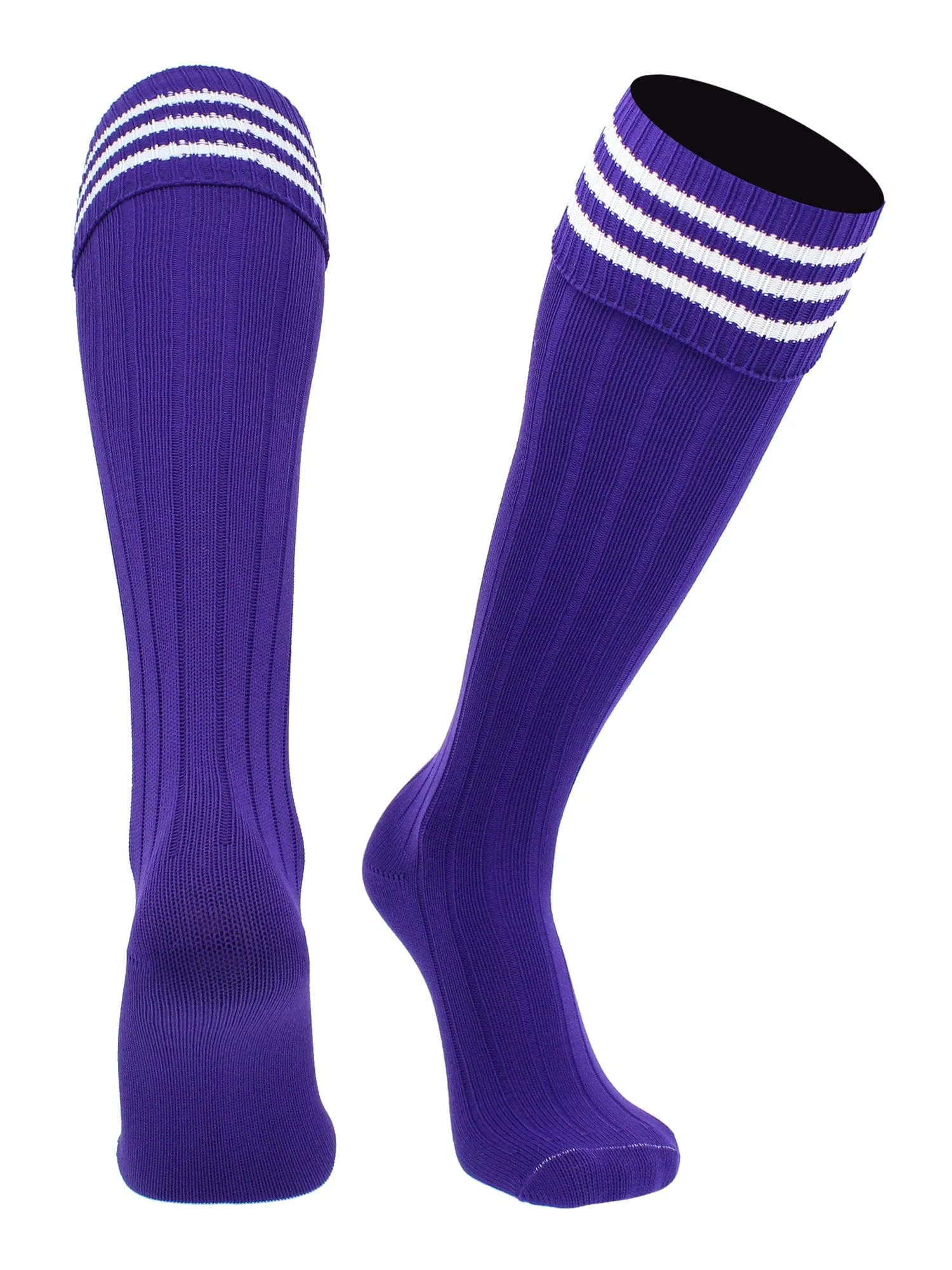 European Striped Soccer Socks Fold Down Top