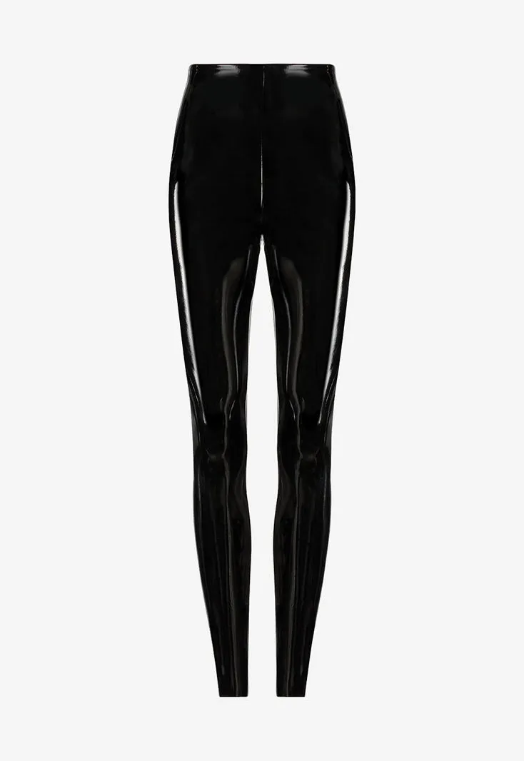 Faux Patent Leather Leggings Black