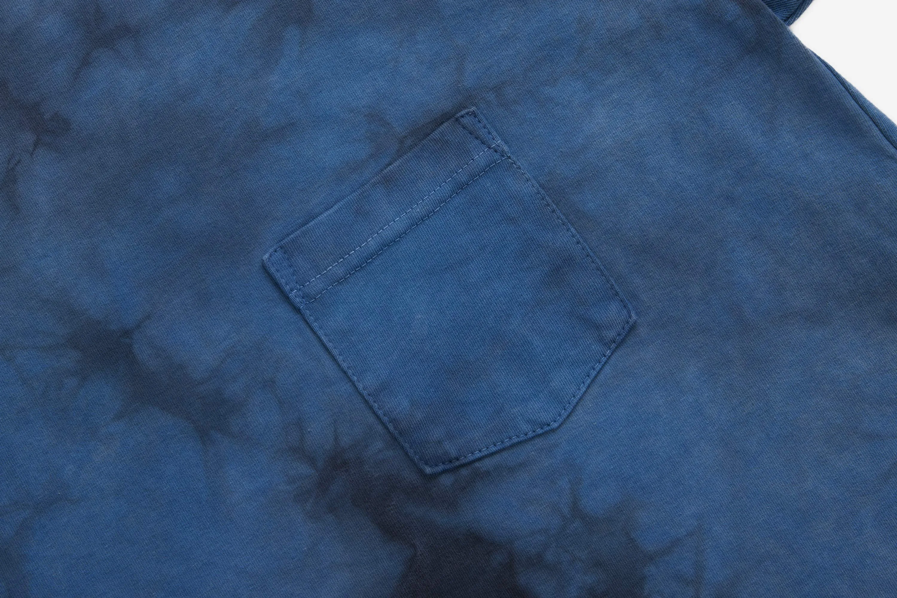 Garment Dyed Heavyweight Pocket T-shirt ~ Indigo/Chestnut Tie Dye