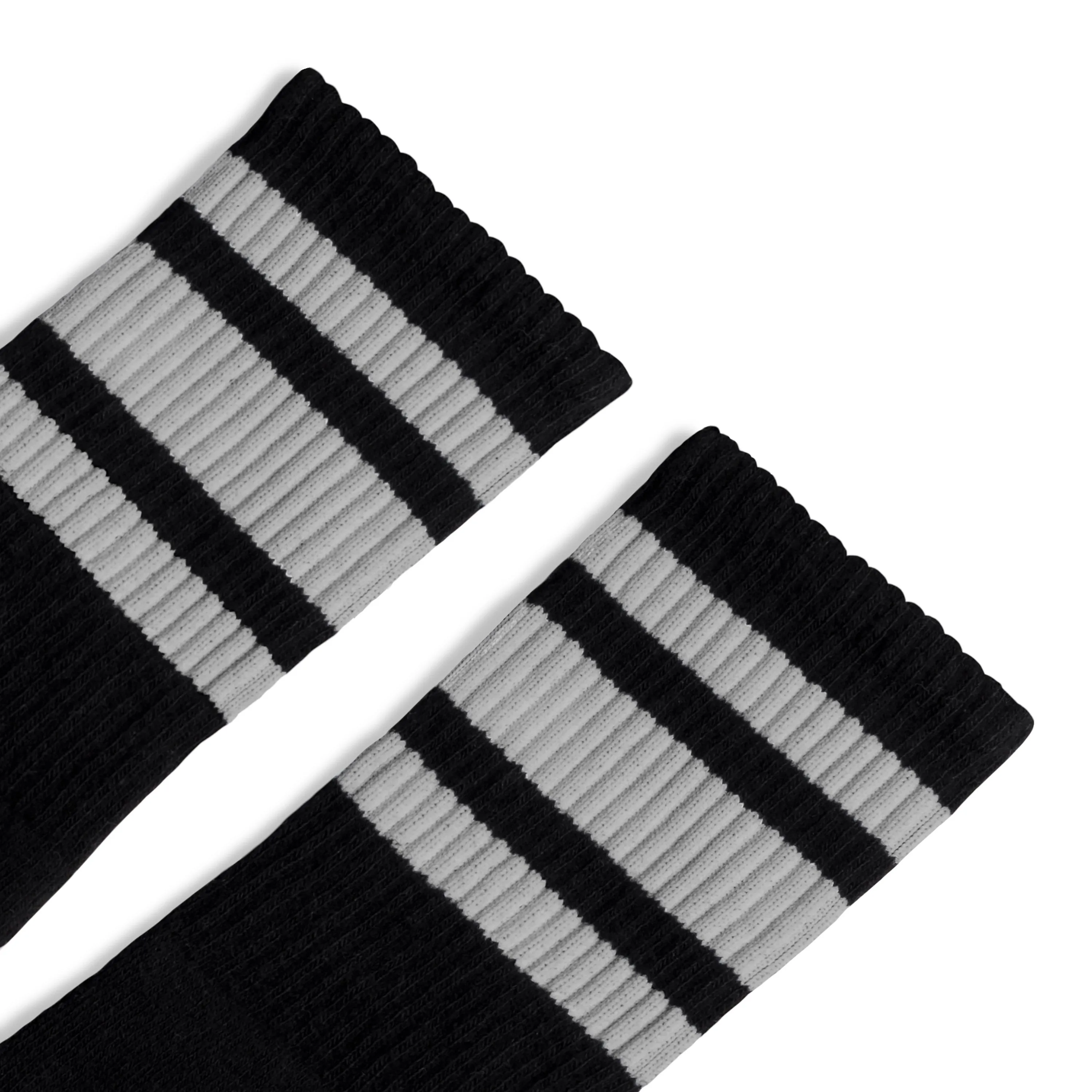 Grey Striped Socks | Black