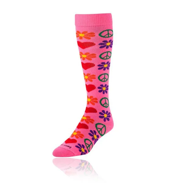 Krazisox Woodstock Hot Pink Knee High - Over the Calf Socks (LP005-953) IN-STOCK