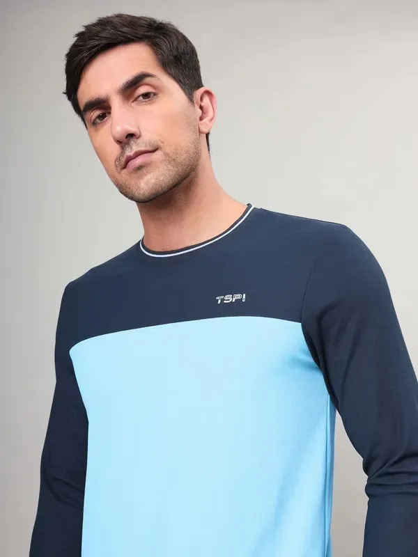 Men Colorblock Slim Fit Crew Neck T-shirt with MATPIQ