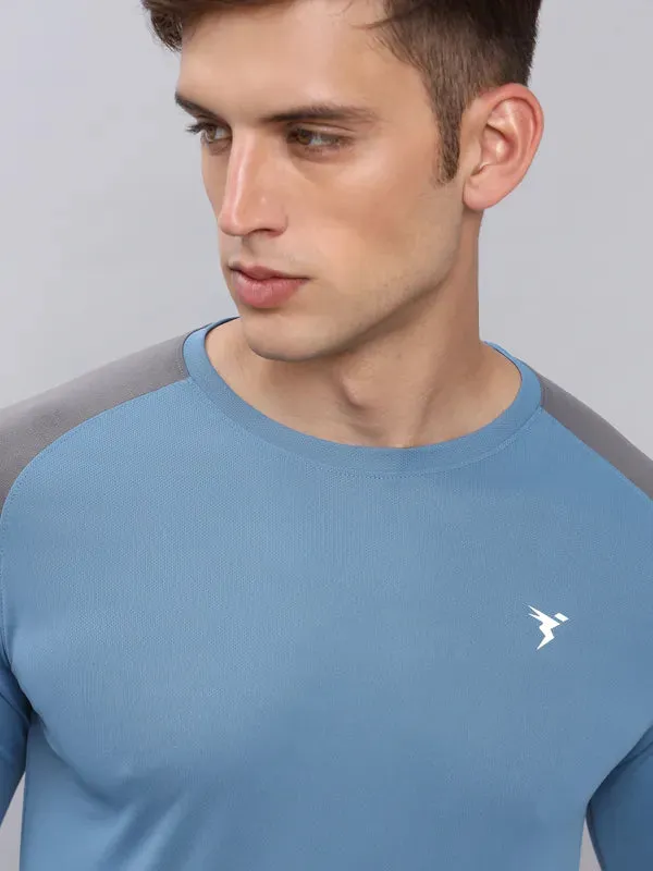 Men Colorblock Slim Fit Crew Neck T-shirt with TECHNO COOL 