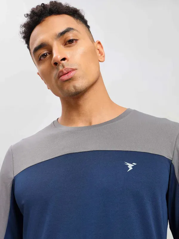 Men Colorblock Slim Fit Crew Neck T-shirt with TECHNO COOL 