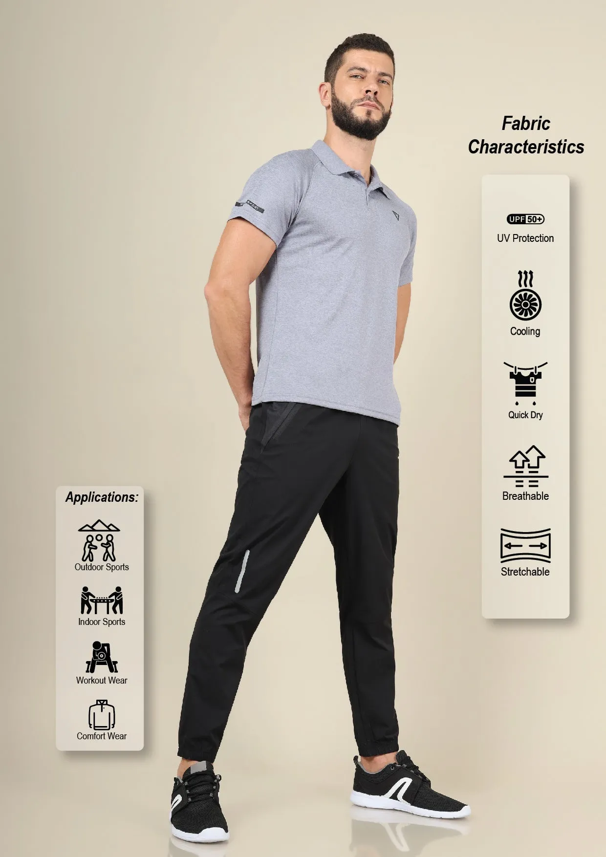 Men Colorblock Slim Fit Joggers with TECHNOLITE STRETCH