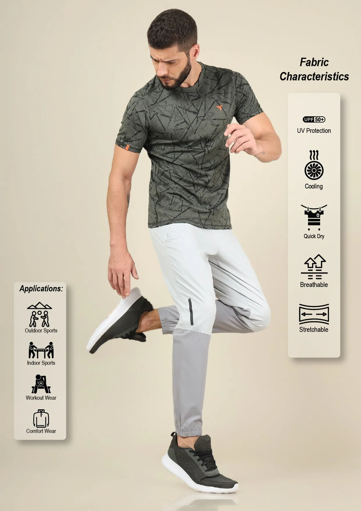 Men Colorblock Slim Fit Joggers with TECHNOLITE STRETCH