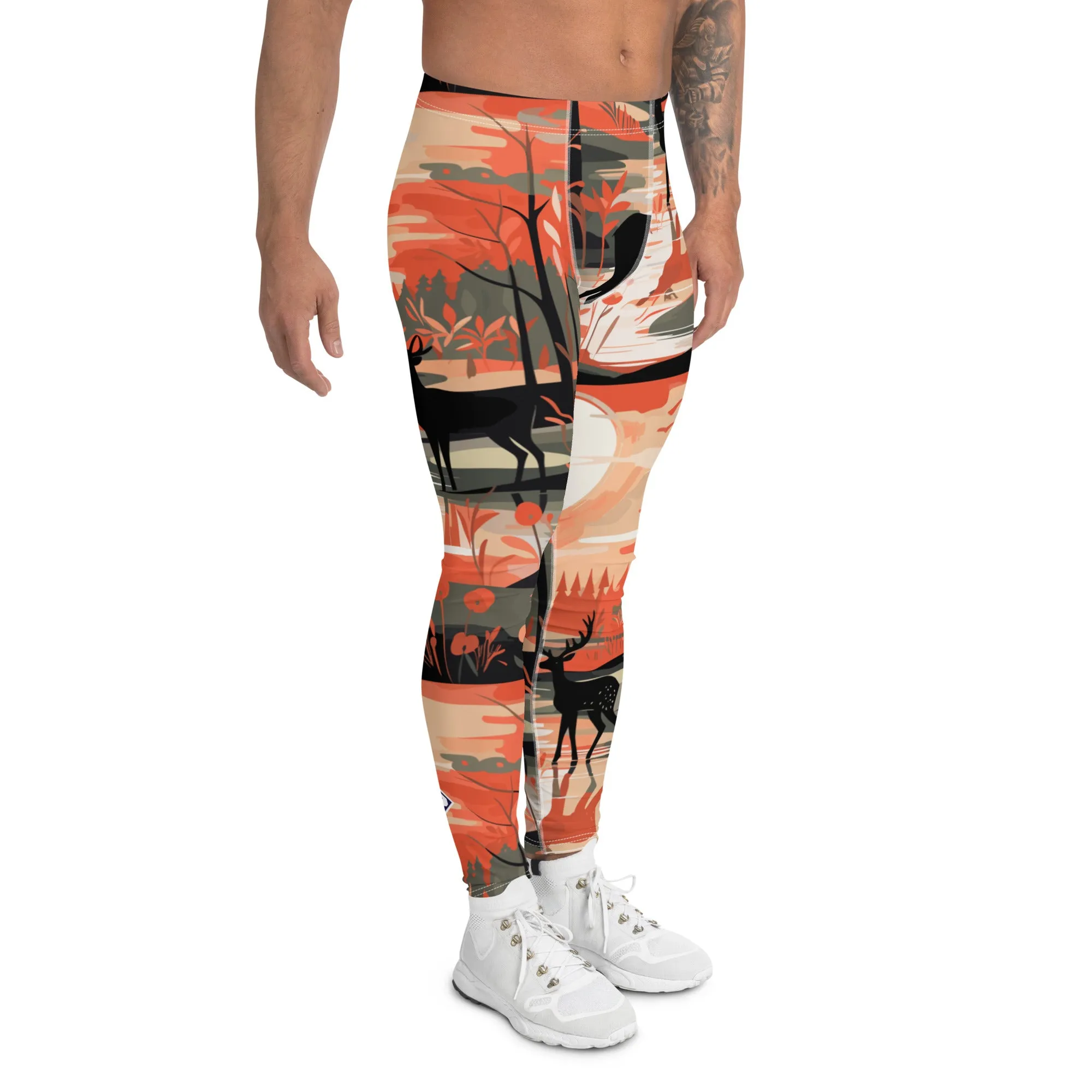 Men's Athletic Workout Leggings - Deer Forest