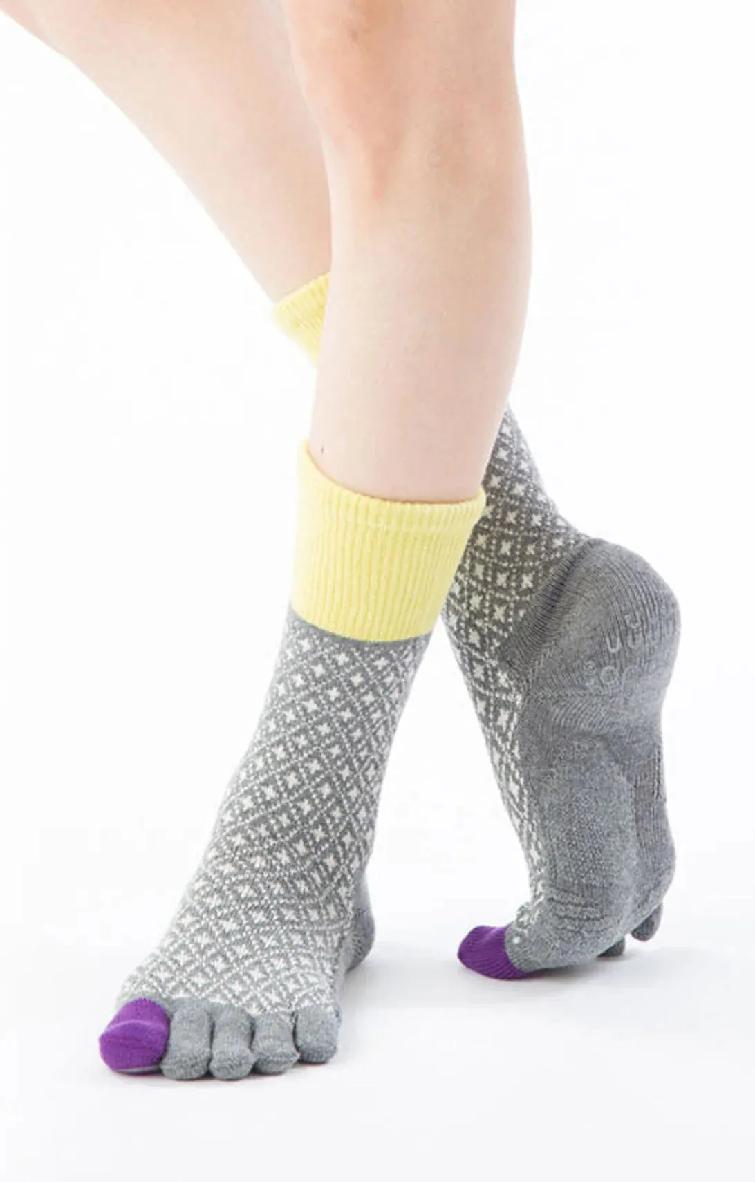 Organic Cotton Diamond Midcalf Grip Socks With *Power Pads*