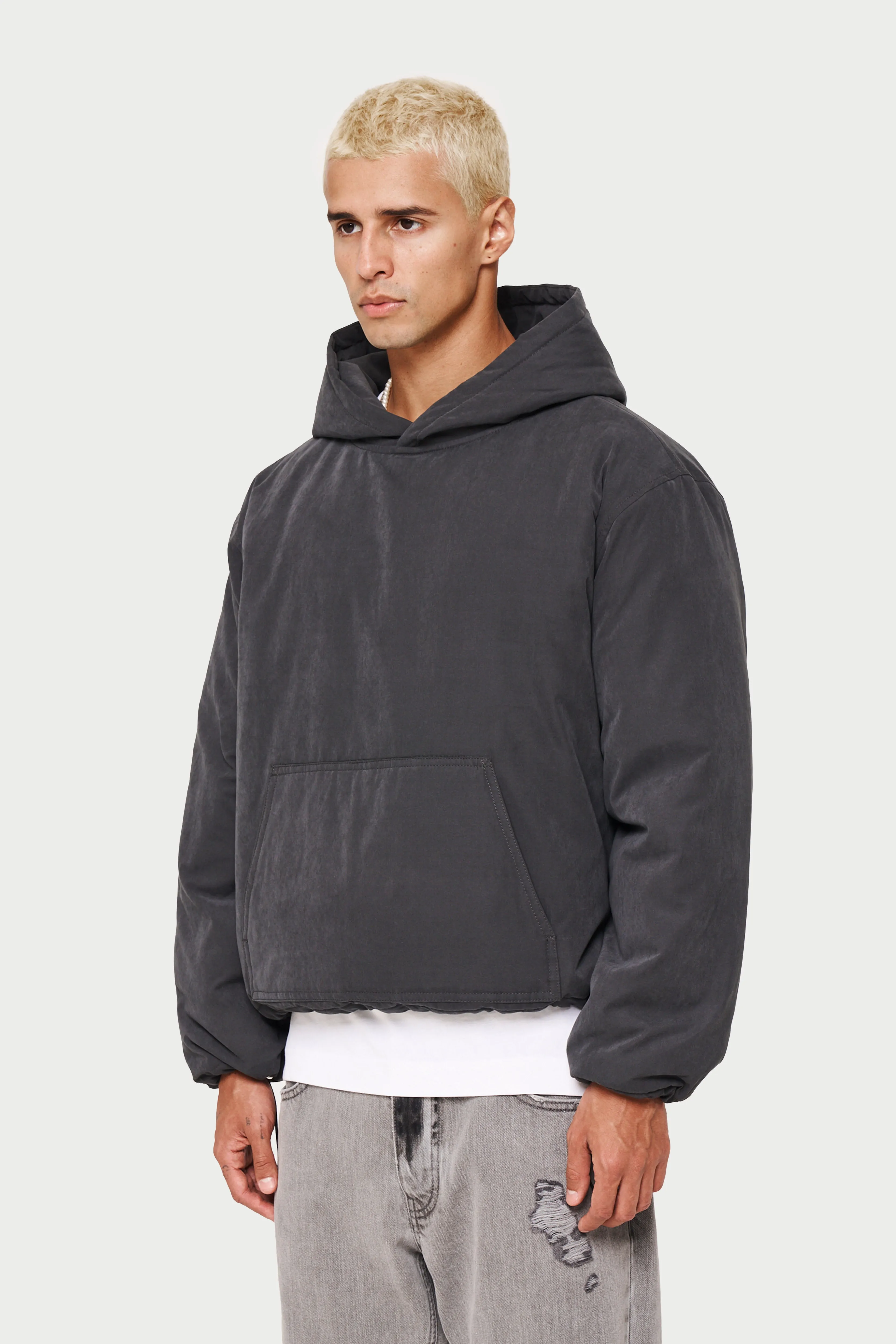 OVERHEAD PADDED HOODED JACKET - BLACK