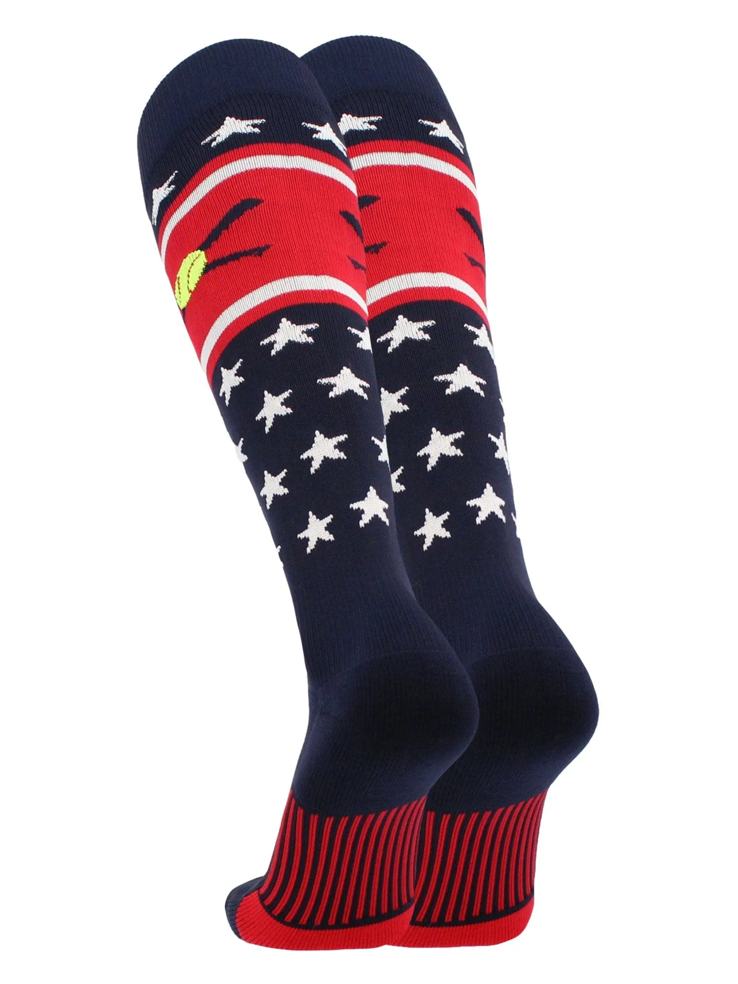 Patriotic USA Softball Socks with Softball Bats Logo