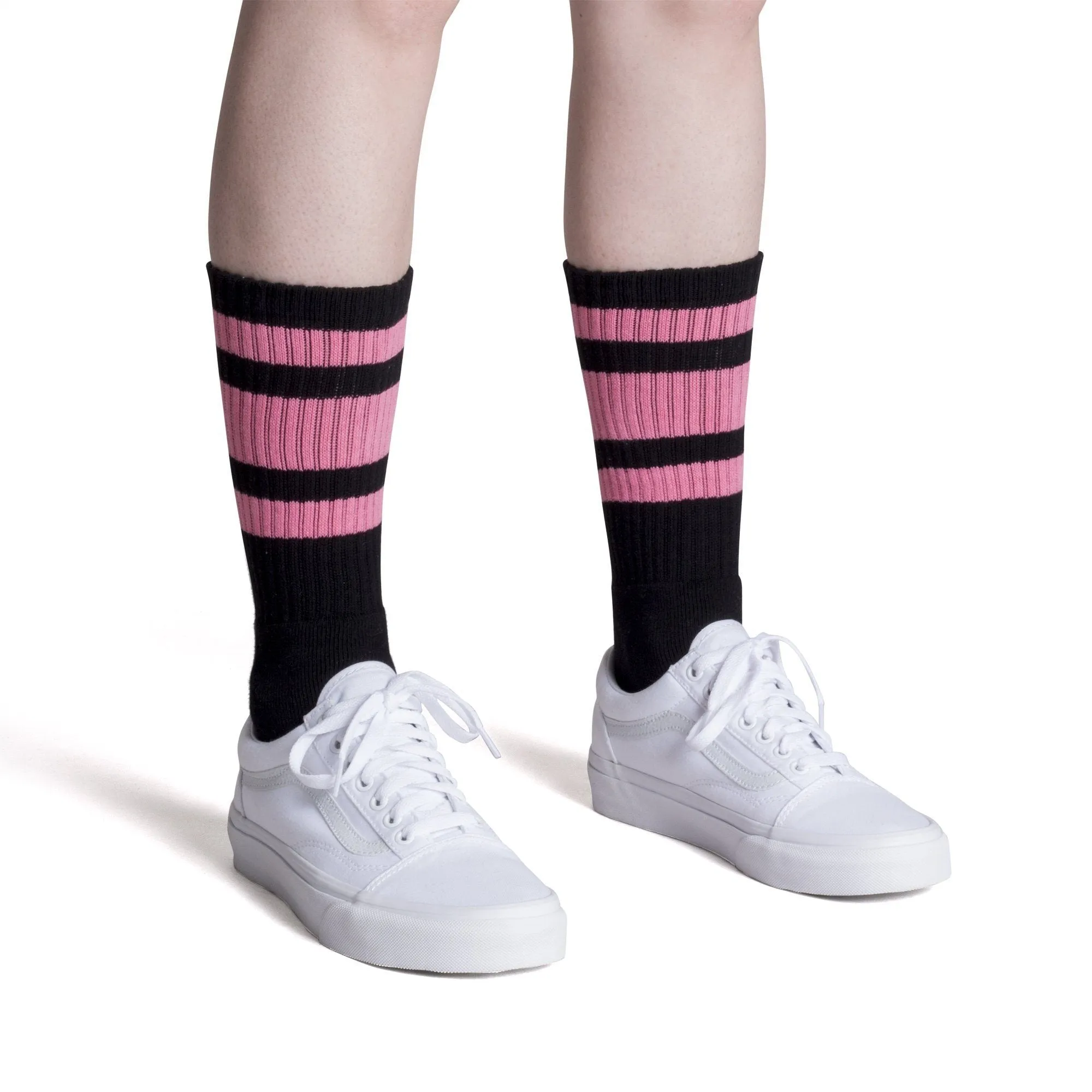 Pink Striped Socks | Black