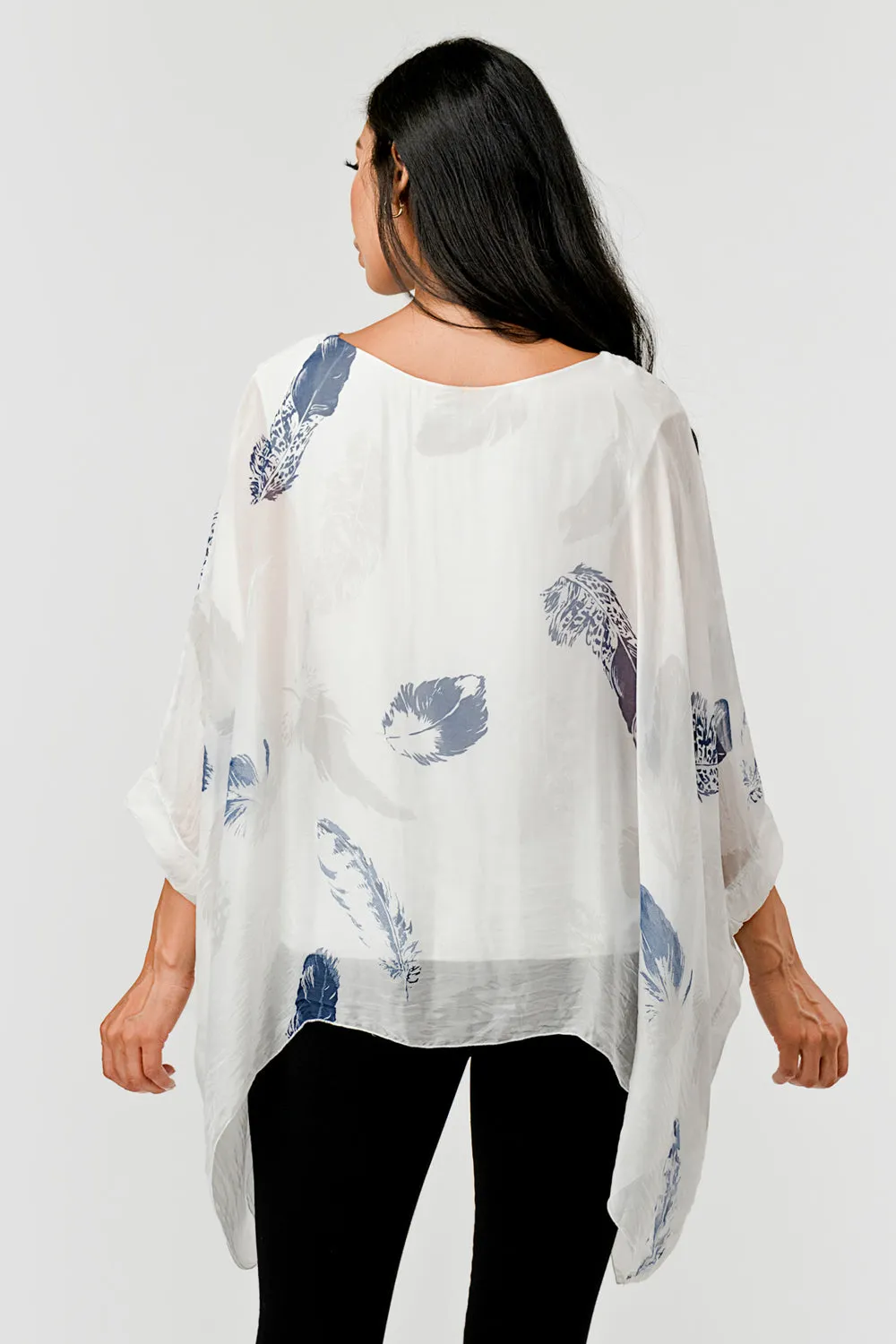 Raw Moda Italian Silky Feathered Pattern Top