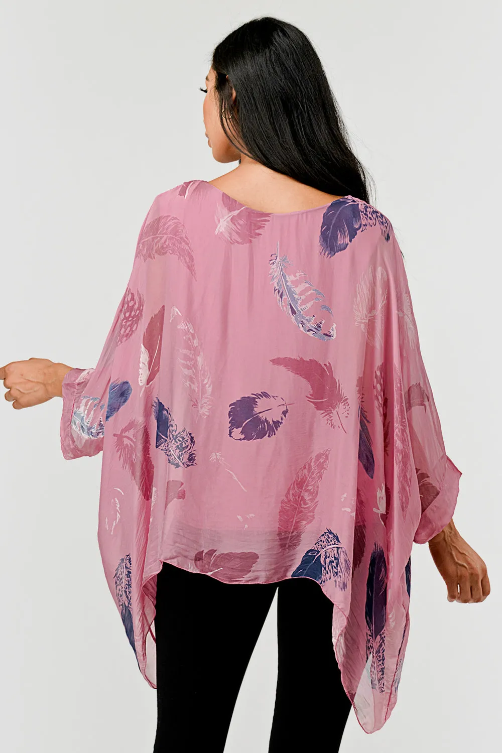 Raw Moda Italian Silky Feathered Pattern Top