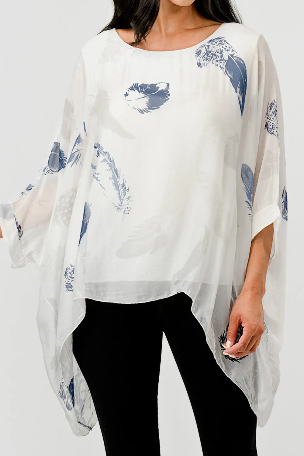 Raw Moda Italian Silky Feathered Pattern Top