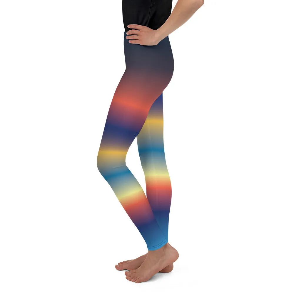 Reverse Rainbow Gradient Youth Leggings,Girls and Boys Matching Family Outfits