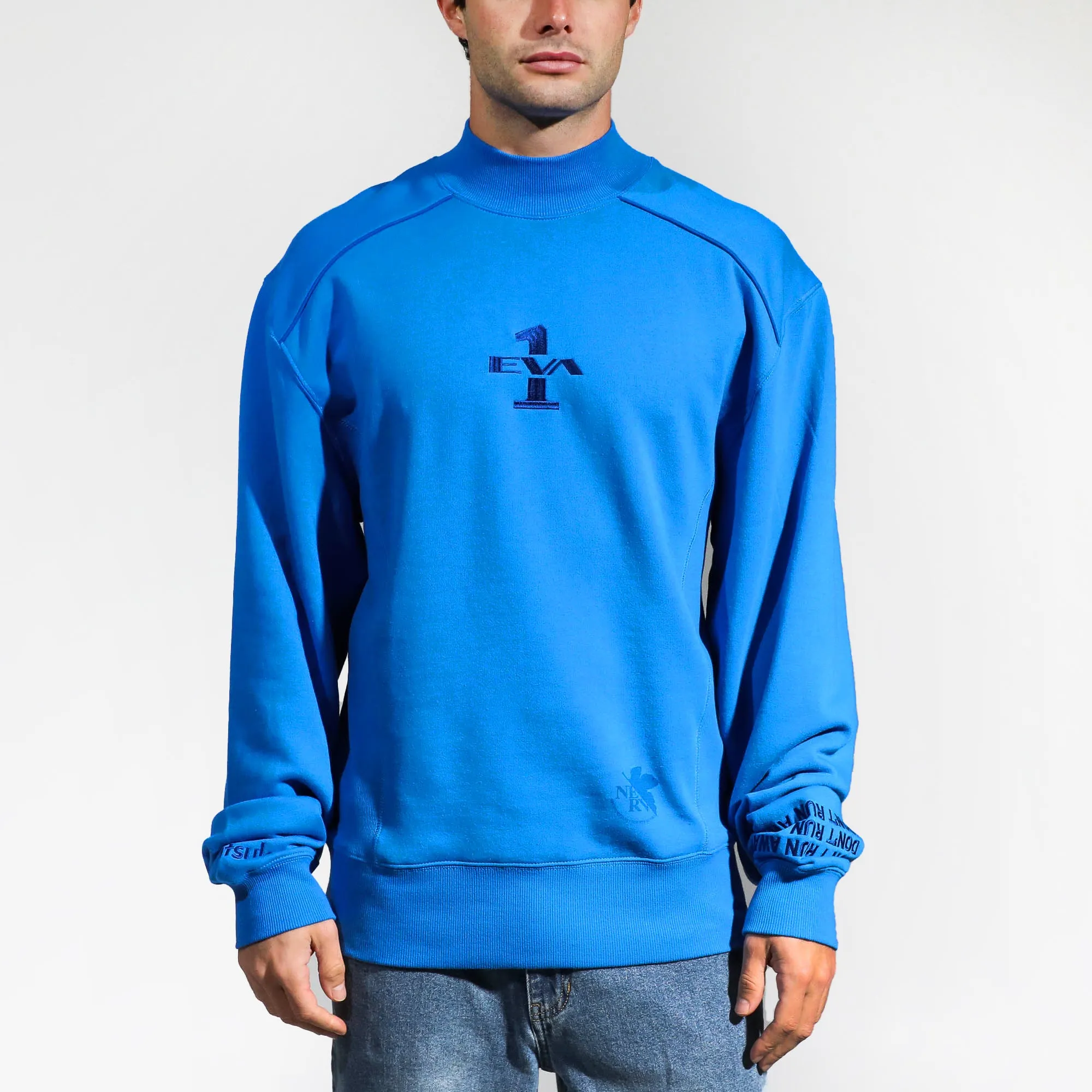 Shinji Ikari Blue Mock Neck Sweatshirt