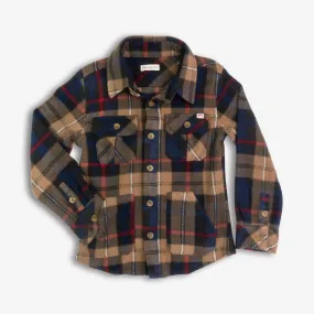 Snow Fleece Shirt | Navy/Khaki Plaid