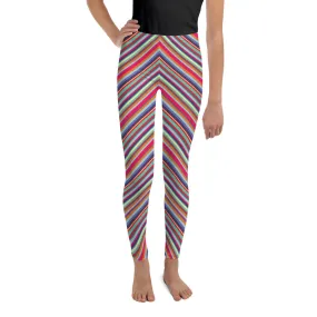 Spring Diagoanl Stripe Youth Leggings,Girls and Boys Matching Family Outfits