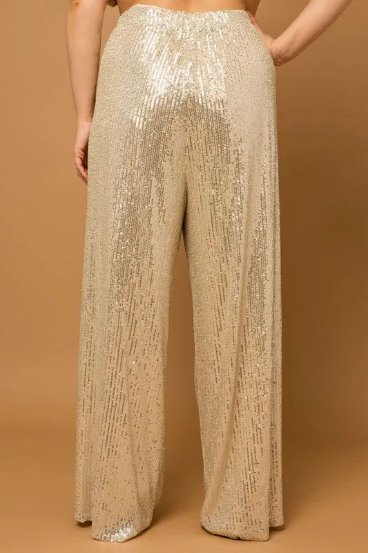 Straight Leg Sequin Pants