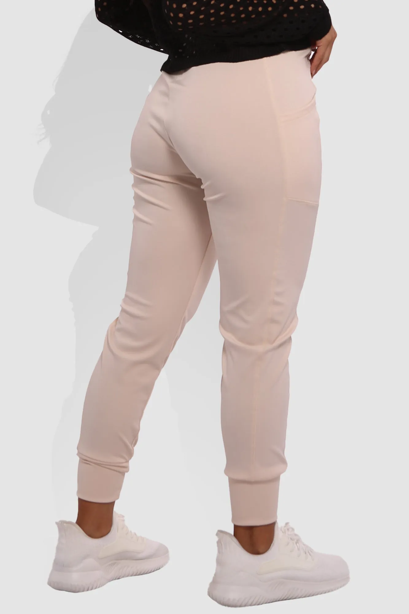 Tricot High Waist Slim Fit Joggers - Beige