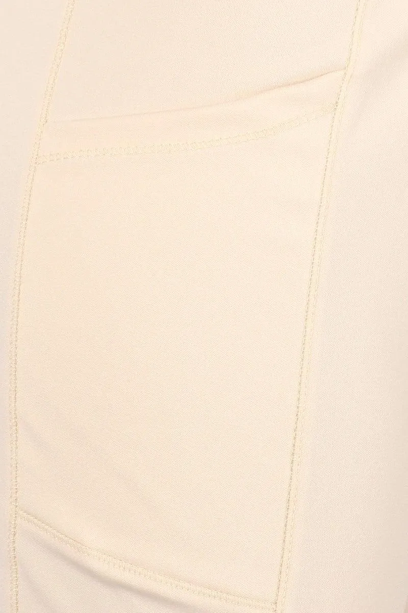 Tricot High Waist Slim Fit Joggers - Beige