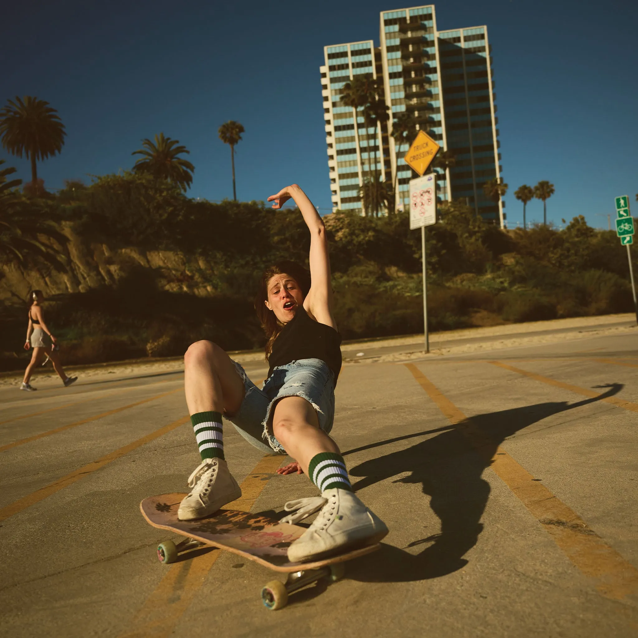 White Striped Socks | Forest Green